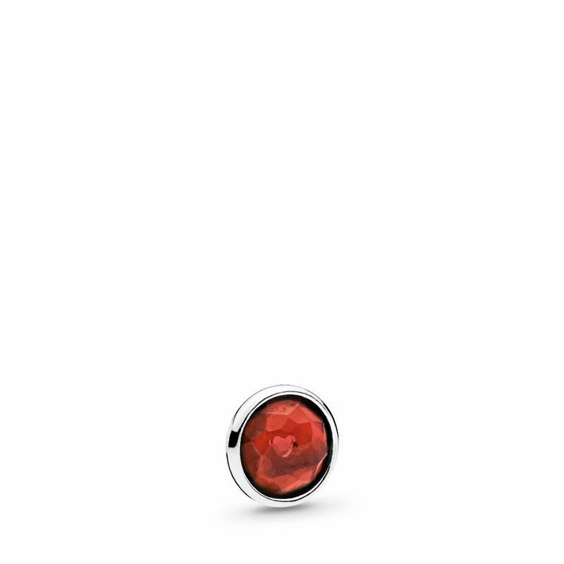 Pandora January Droplet Petite Locket Charm - Sterling Silver/Garnet - Canada | PQ6950WS